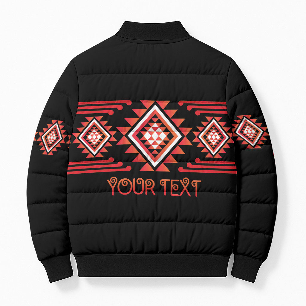 Aotearoa Atua Ruaumoko Personalised Bomber Puffer Jacket Maori Powerful God Taniko Motifs LT14 - Polynesian Pride