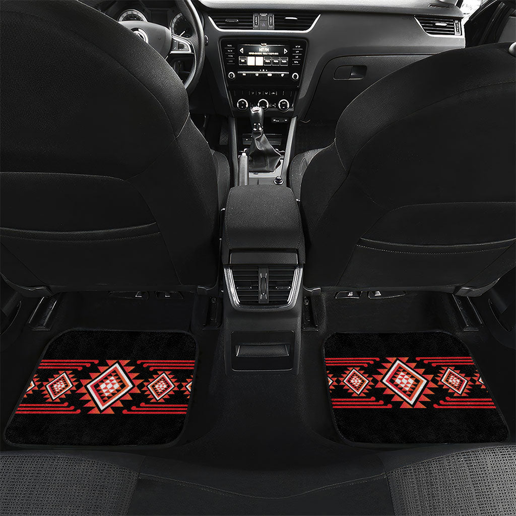Aotearoa Atua Ruaumoko Personalised Car Mats Maori Powerful God Taniko Motifs LT14 Set 2pcs - Back Orange - Polynesian Pride