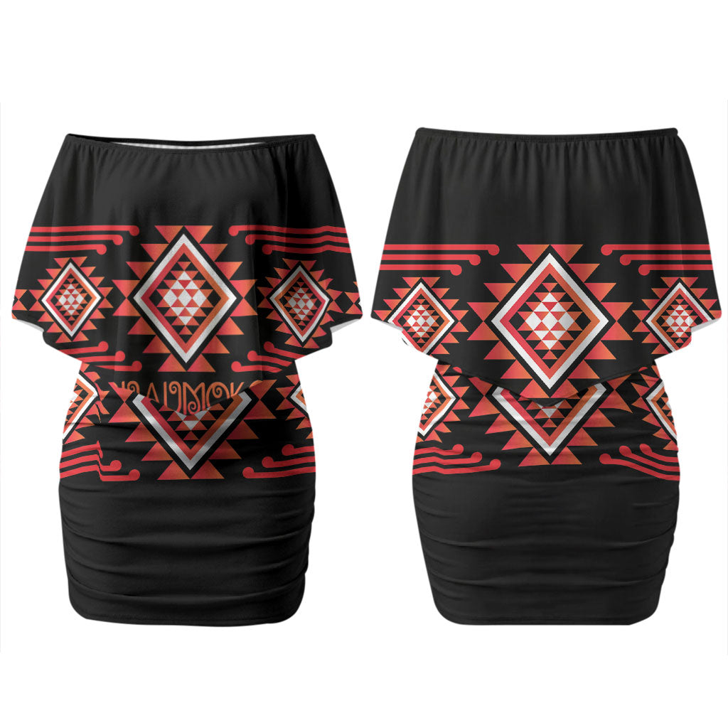 Aotearoa Atua Ruaumoko Personalised Couples Matching Off Shoulder Short Dress and Hawaiian Shirt Maori Powerful God Taniko Motifs LT14 - Polynesian Pride