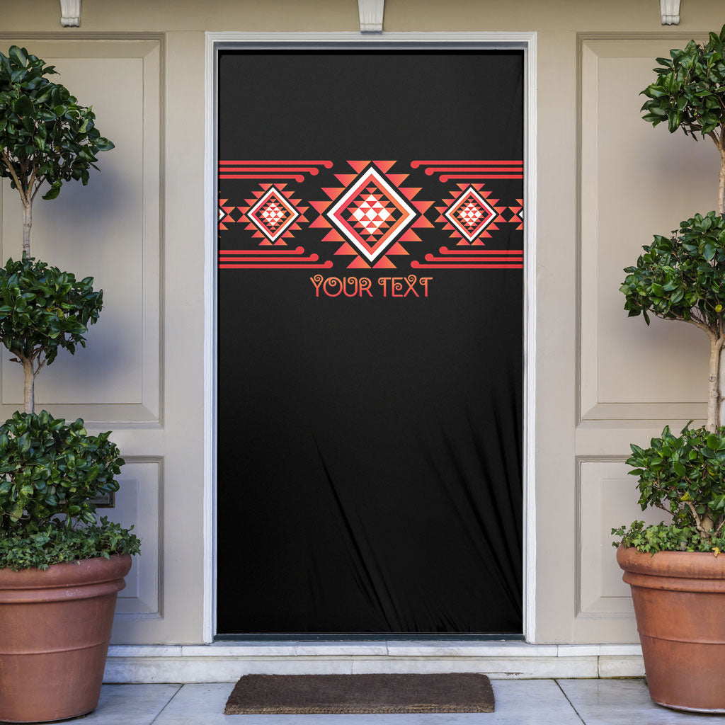 Aotearoa Atua Ruaumoko Personalised Door Cover Maori Powerful God Taniko Motifs LT14 Orange - Polynesian Pride