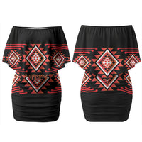 Aotearoa Atua Ruaumoko Personalised Family Matching Off Shoulder Short Dress and Hawaiian Shirt Maori Powerful God Taniko Motifs LT14 Mom's Dress Orange - Polynesian Pride