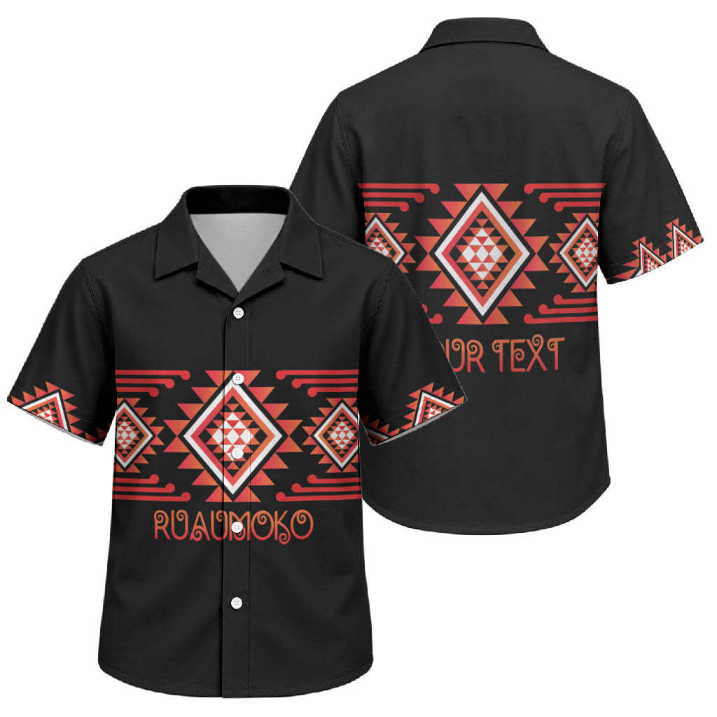 Aotearoa Atua Ruaumoko Personalised Family Matching Puletasi and Hawaiian Shirt Maori Powerful God Taniko Motifs LT14 Son's Shirt Orange - Polynesian Pride