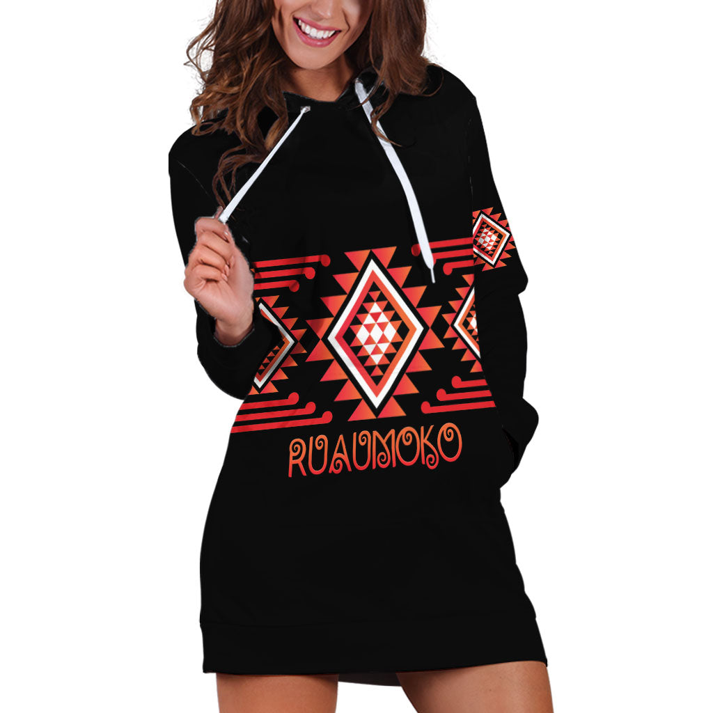 Aotearoa Atua Ruaumoko Personalised Hoodie Dress Maori Powerful God Taniko Motifs LT14 Orange - Polynesian Pride