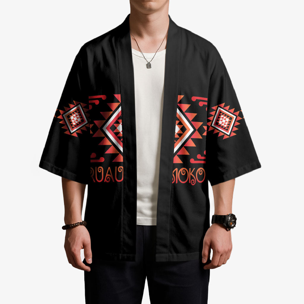 Aotearoa Atua Ruaumoko Personalised Kimono Maori Powerful God Taniko Motifs LT14 - Polynesian Pride
