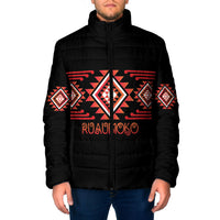 Aotearoa Atua Ruaumoko Personalised Padded Jacket Maori Powerful God Taniko Motifs LT14 Men Orange - Polynesian Pride