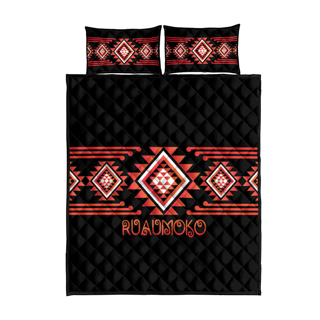 Aotearoa Atua Ruaumoko Quilt Bed Set Maori Powerful God Taniko Motifs LT14 - Polynesian Pride