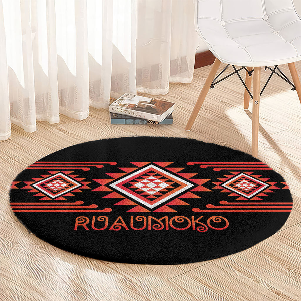 Aotearoa Atua Ruaumoko Round Carpet Maori Powerful God Taniko Motifs LT14 - Polynesian Pride