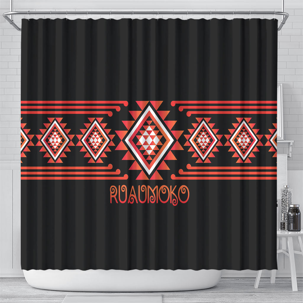 Aotearoa Atua Ruaumoko Shower Curtain Maori Powerful God Taniko Motifs LT14 - Polynesian Pride