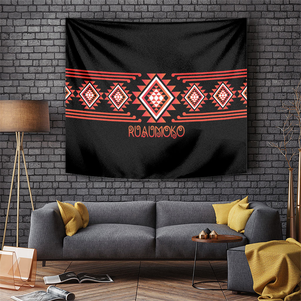 Aotearoa Atua Ruaumoko Tapestry Maori Powerful God Taniko Motifs LT14 Orange - Polynesian Pride