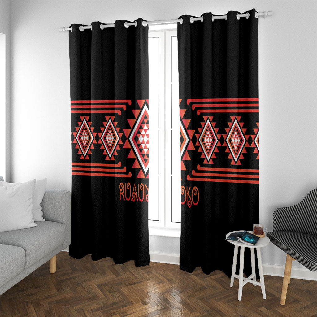 Aotearoa Atua Ruaumoko Window Curtain Maori Powerful God Taniko Motifs LT14 With Grommets Orange - Polynesian Pride
