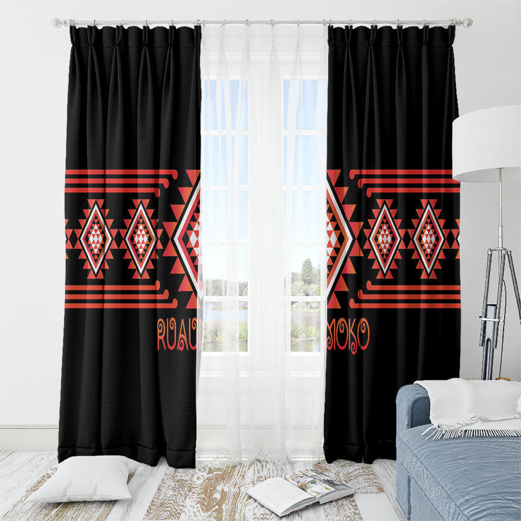 Aotearoa Atua Ruaumoko Window Curtain Maori Powerful God Taniko Motifs LT14 - Polynesian Pride