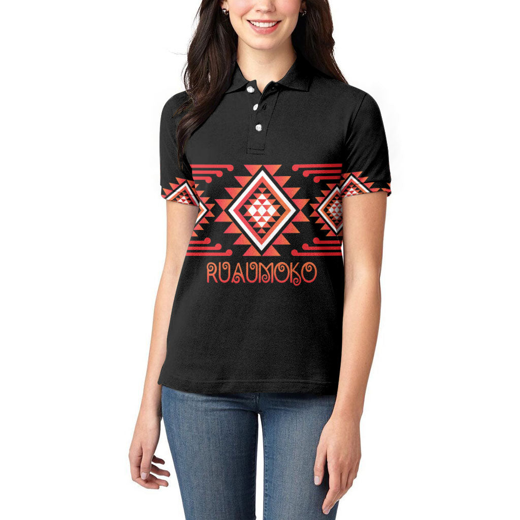 Aotearoa Atua Ruaumoko Personalised Women Polo Shirt Maori Powerful God Taniko Motifs LT14 - Polynesian Pride