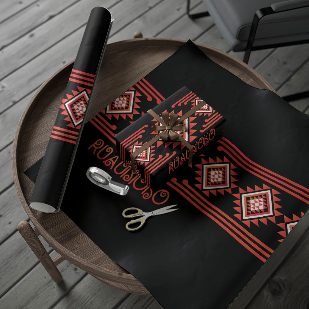 Aotearoa Atua Ruaumoko Wrapping Paper Maori Powerful God Taniko Motifs LT14 - Polynesian Pride