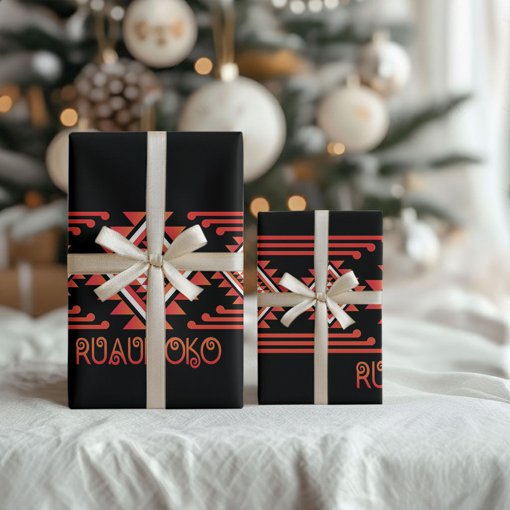 Aotearoa Atua Ruaumoko Wrapping Paper Maori Powerful God Taniko Motifs LT14 - Polynesian Pride