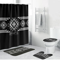 Aotearoa Atua Rehua Bathroom Set Maori God Of Healing Taniko Motifs LT14 Bathroom Set (4 pcs) Grey - Polynesian Pride