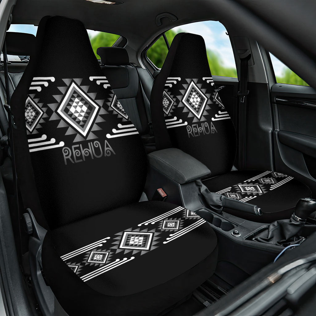 Aotearoa Atua Rehua Car Seat Cover Maori God Of Healing Taniko Motifs LT14 One Size Grey - Polynesian Pride