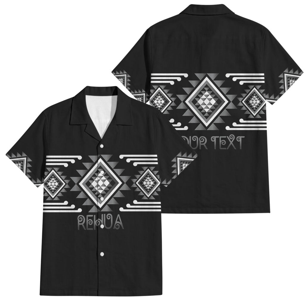 Aotearoa Atua Rehua Personalised Family Matching Puletasi and Hawaiian Shirt Maori God Of Healing Taniko Motifs LT14 Dad's Shirt - Short Sleeve Grey - Polynesian Pride