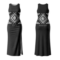 Aotearoa Atua Rehua Personalised Family Matching Tank Maxi Dress and Hawaiian Shirt Maori God Of Healing Taniko Motifs LT14 Mom's Dress Grey - Polynesian Pride
