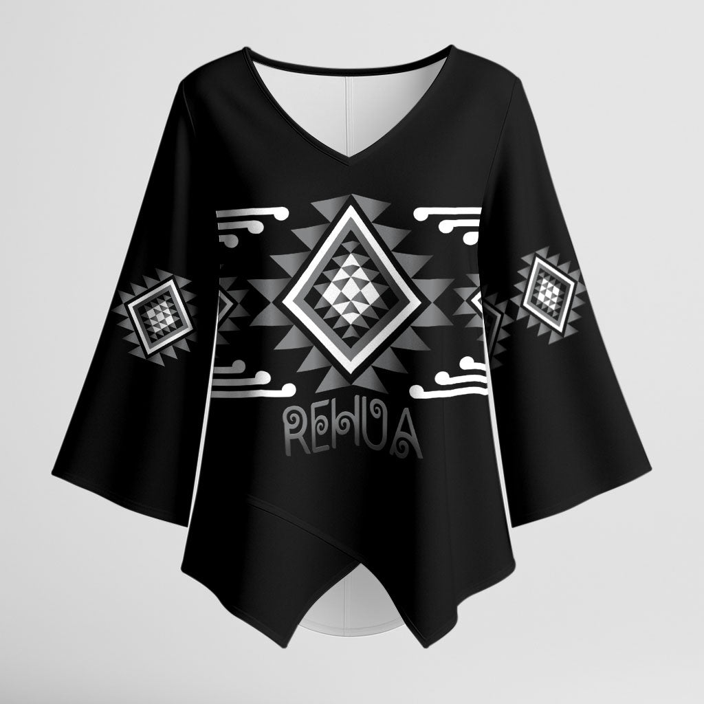 Aotearoa Atua Rehua Personalised Kimono Sleeve Blouse Maori God Of Healing Taniko Motifs LT14 Female Grey - Polynesian Pride