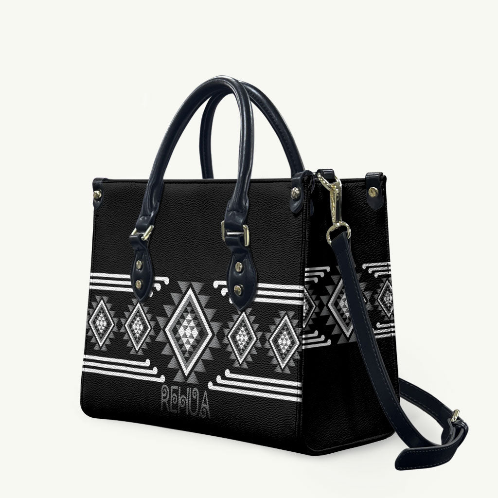 Aotearoa Atua Rehua Leather Bag Maori God Of Healing Taniko Motifs LT14 Grey - Polynesian Pride