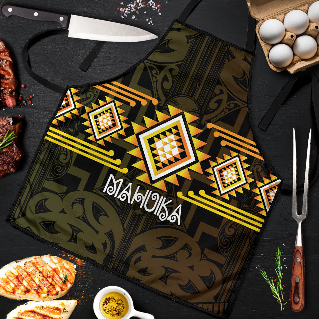 Aotearoa Atua Mahuika Apron Maori Goddess Of Fire Taniko Motifs LT14 Yellow - Polynesian Pride