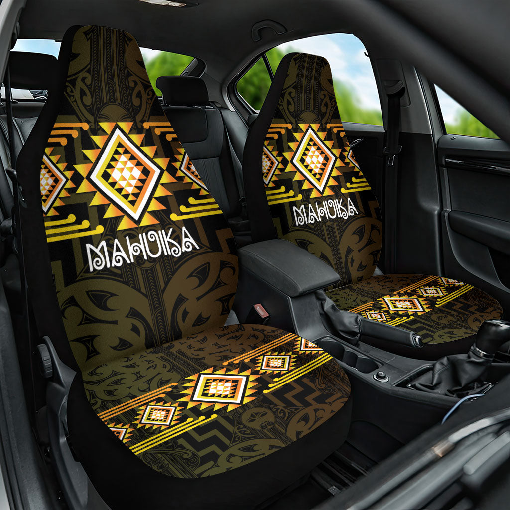 Aotearoa Atua Mahuika Car Seat Cover Maori Goddess Of Fire Taniko Motifs LT14 One Size Yellow - Polynesian Pride