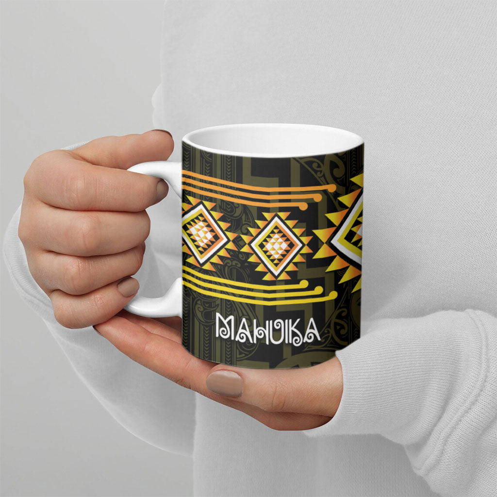 Aotearoa Atua Mahuika Personalised Ceramic Mug Maori Goddess Of Fire Taniko Motifs LT14 - Polynesian Pride