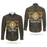 Aotearoa Atua Mahuika Personalised Couples Matching Off Shoulder Maxi Dress and Long Sleeve Button Shirt Maori Goddess Of Fire Taniko Motifs LT14 - Polynesian Pride