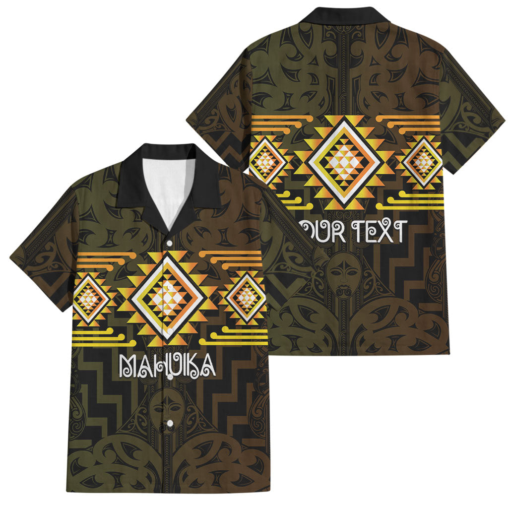 Aotearoa Atua Mahuika Personalised Family Matching Mermaid Dress and Hawaiian Shirt Maori Goddess Of Fire Taniko Motifs LT14 Dad's Shirt - Short Sleeve Yellow - Polynesian Pride