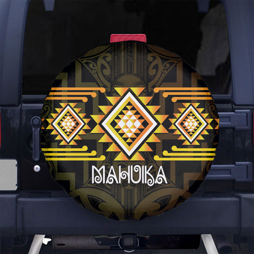 Aotearoa Atua Mahuika Spare Tire Cover Maori Goddess Of Fire Taniko Motifs LT14 No hole Yellow - Polynesian Pride