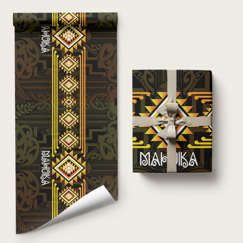 Aotearoa Atua Mahuika Wrapping Paper Maori Goddess Of Fire Taniko Motifs LT14 58" × 23" Yellow - Polynesian Pride