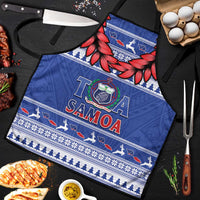 Toa Samoa Rugby Christmas Apron Ula Fala Samoan Pattern Blue - Polynesian Pride