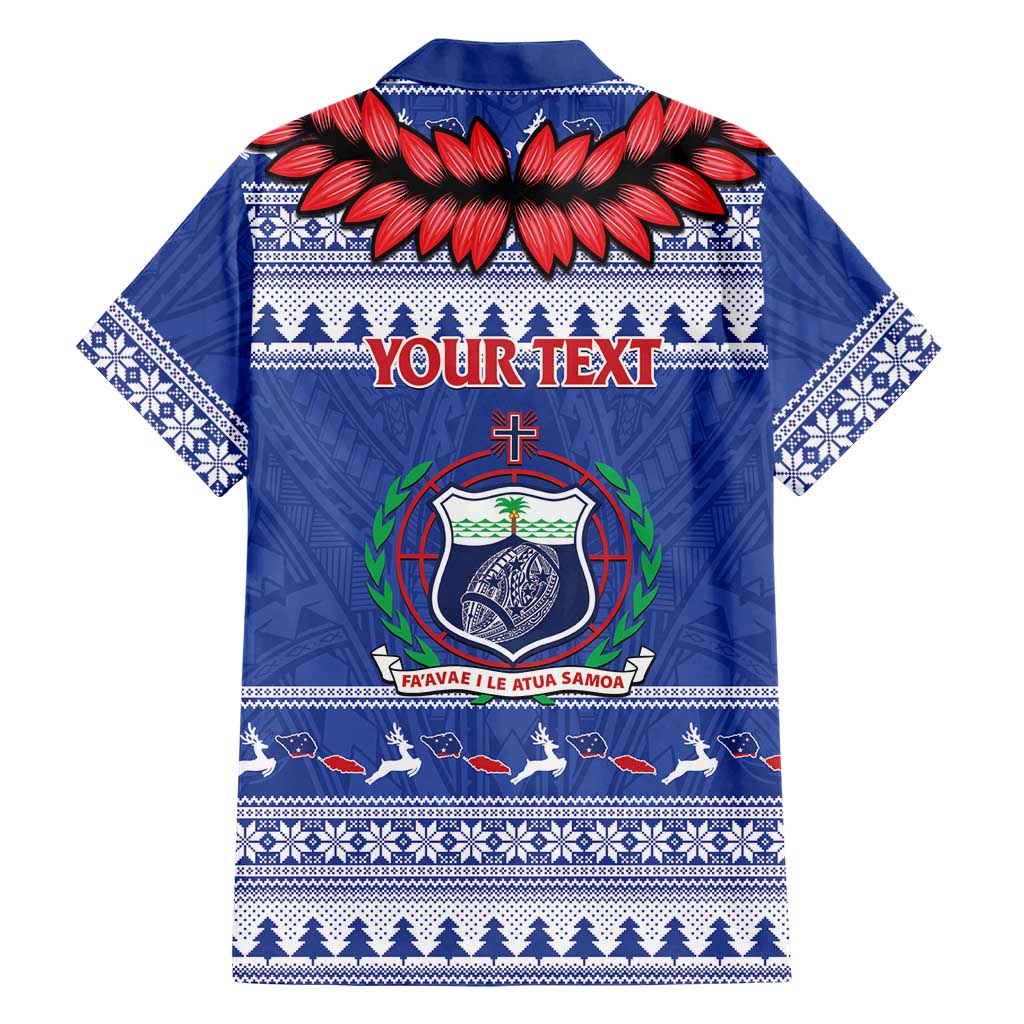 Personalised Toa Samoa Rugby Christmas Family Matching Long Sleeve Bodycon Dress and Hawaiian Shirt Ula Fala Samoan Pattern Blue - Polynesian Pride