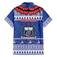 Personalised Toa Samoa Rugby Christmas Family Matching Long Sleeve Bodycon Dress and Hawaiian Shirt Ula Fala Samoan Pattern Blue - Polynesian Pride