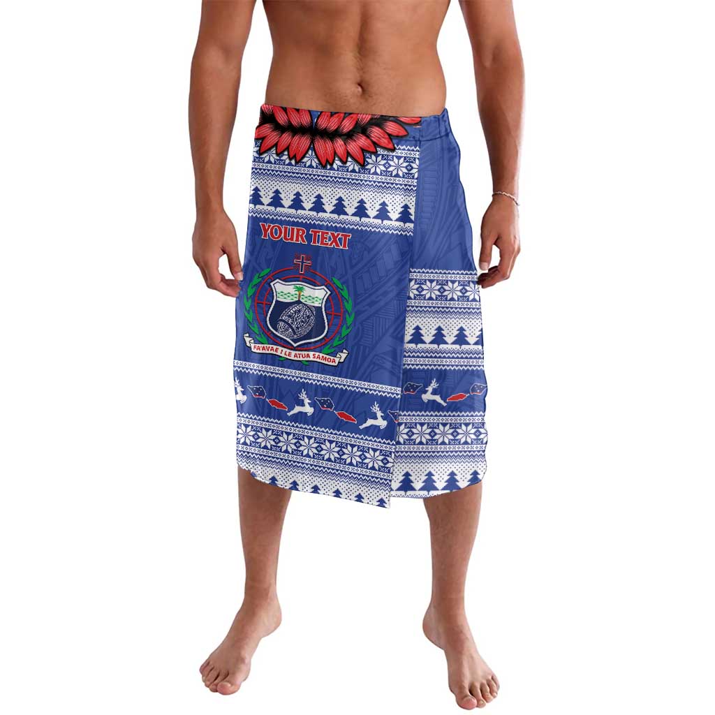 Personalised Toa Samoa Rugby Christmas Lavalava Ula Fala Samoan Pattern Blue - Polynesian Pride