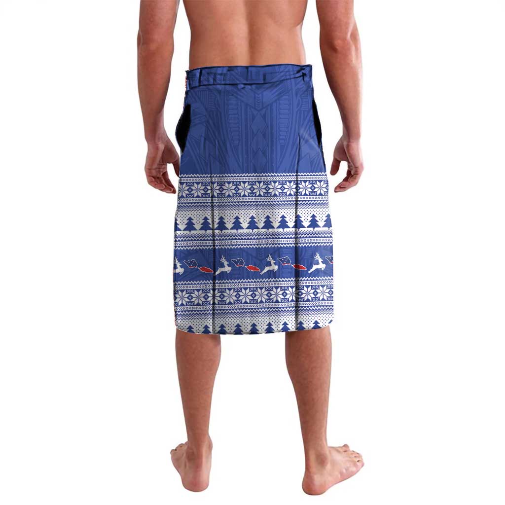 Personalised Toa Samoa Rugby Christmas Lavalava Ula Fala Samoan Pattern Blue - Polynesian Pride