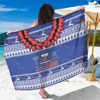 Toa Samoa Rugby Christmas Sarong Ula Fala Samoan Pattern Blue - Polynesian Pride