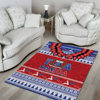 Toa Samoa Rugby Christmas Area Rug Ula Fala Samoan Pattern Red - Polynesian Pride