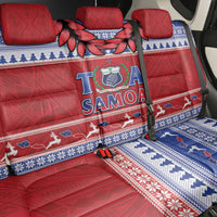 Toa Samoa Rugby Christmas Back Car Seat Cover Ula Fala Samoan Pattern Red - Polynesian Pride