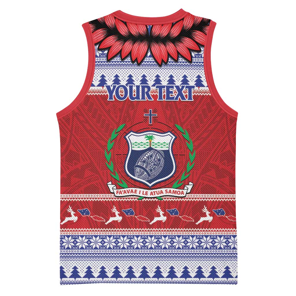 Personalised Toa Samoa Rugby Christmas Basketball Jersey Ula Fala Samoan Pattern Red - Polynesian Pride
