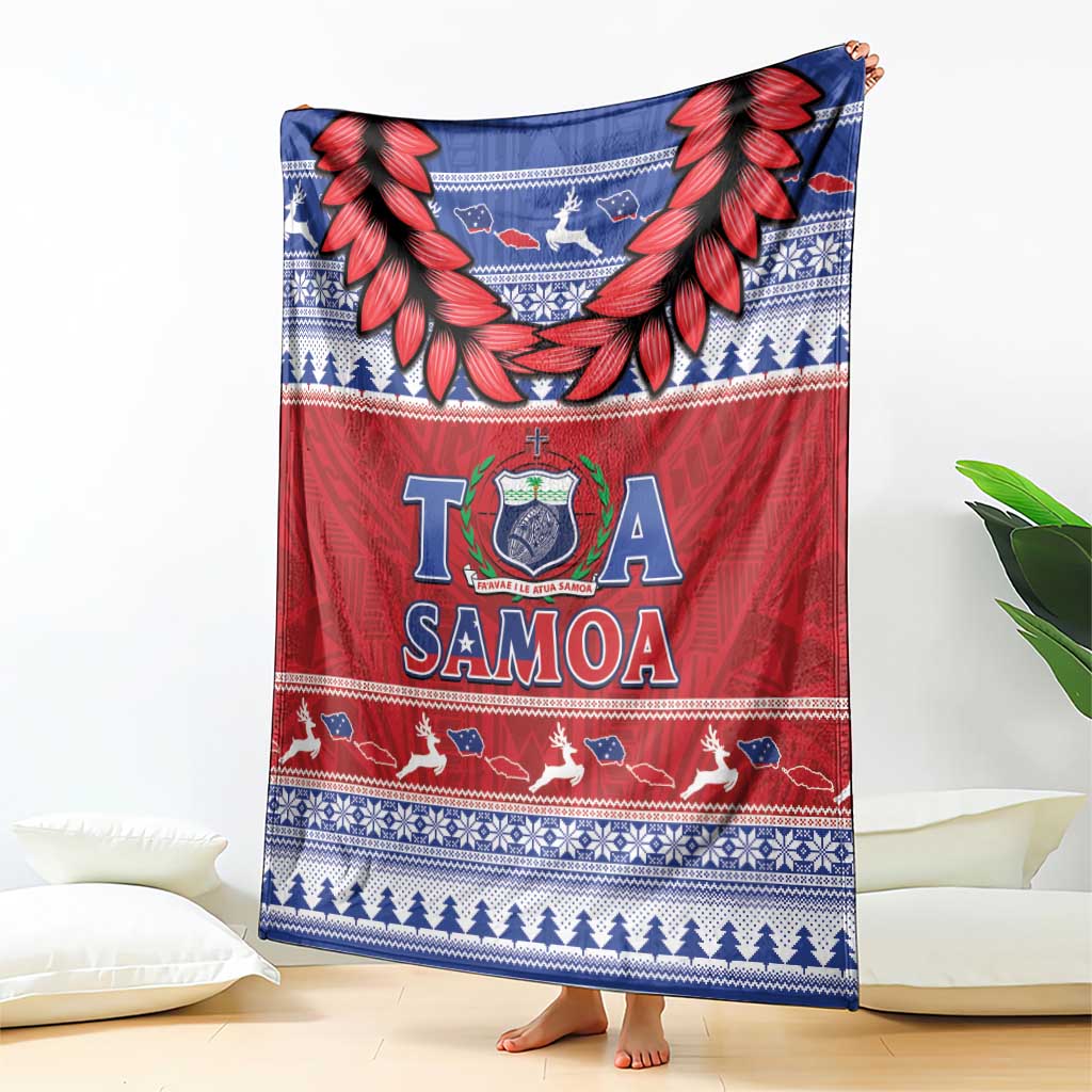 Toa Samoa Rugby Christmas Blanket Ula Fala Samoan Pattern Red - Polynesian Pride