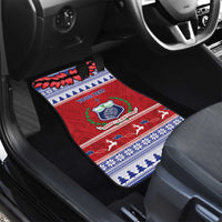 Personalised Toa Samoa Rugby Christmas Car Mats Ula Fala Samoan Pattern Red - Polynesian Pride