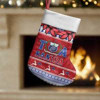 Toa Samoa Rugby Christmas Stocking Ula Fala Samoan Pattern Red - Polynesian Pride