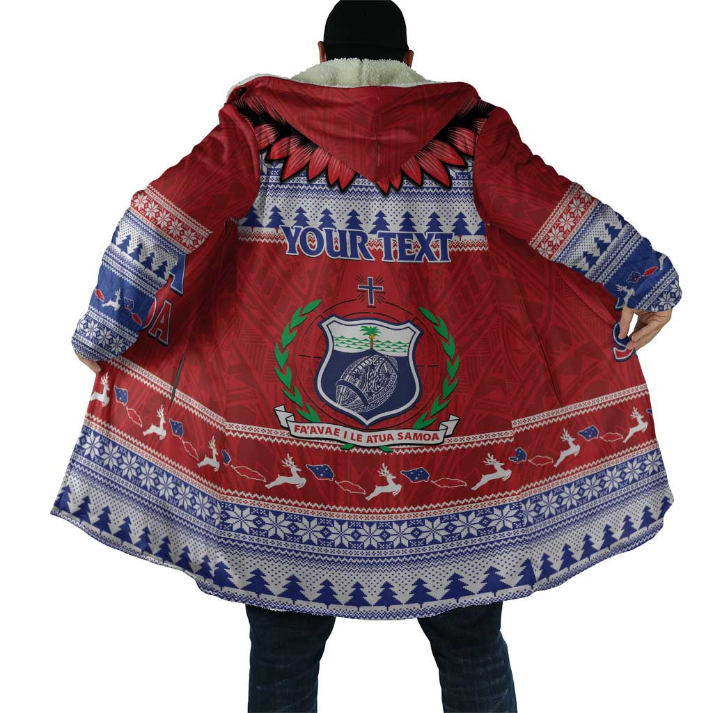 Personalised Toa Samoa Rugby Christmas Cloak Ula Fala Samoan Pattern Red - Polynesian Pride