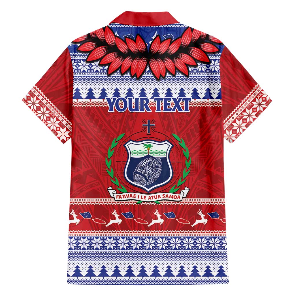 Personalised Toa Samoa Rugby Christmas Family Matching Long Sleeve Bodycon Dress and Hawaiian Shirt Ula Fala Samoan Pattern Red - Polynesian Pride