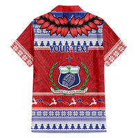 Personalised Toa Samoa Rugby Christmas Family Matching Long Sleeve Bodycon Dress and Hawaiian Shirt Ula Fala Samoan Pattern Red - Polynesian Pride