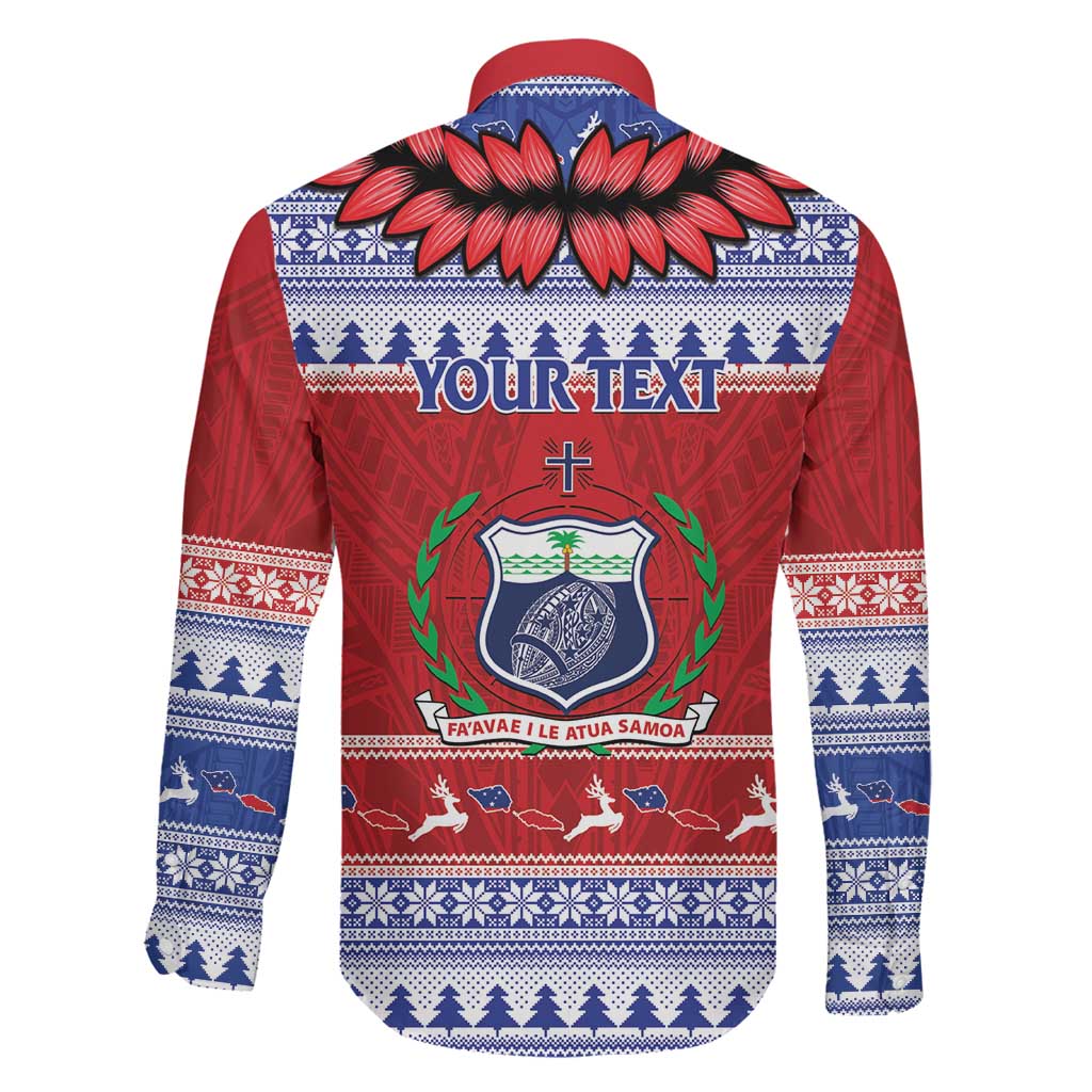 Personalised Toa Samoa Rugby Christmas Family Matching Long Sleeve Bodycon Dress and Hawaiian Shirt Ula Fala Samoan Pattern Red - Polynesian Pride