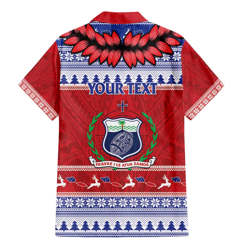 Personalised Toa Samoa Rugby Christmas Family Matching Mermaid Dress and Hawaiian Shirt Ula Fala Samoan Pattern Red - Polynesian Pride
