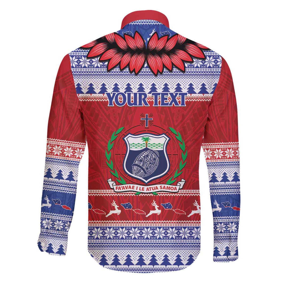 Personalised Toa Samoa Rugby Christmas Family Matching Off The Shoulder Long Sleeve Dress and Hawaiian Shirt Ula Fala Samoan Pattern Red - Polynesian Pride