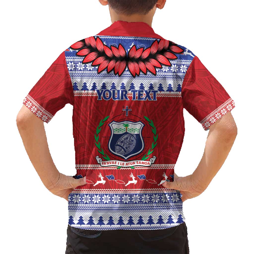 Personalised Toa Samoa Rugby Christmas Family Matching Puletasi and Hawaiian Shirt Ula Fala Samoan Pattern Red - Polynesian Pride